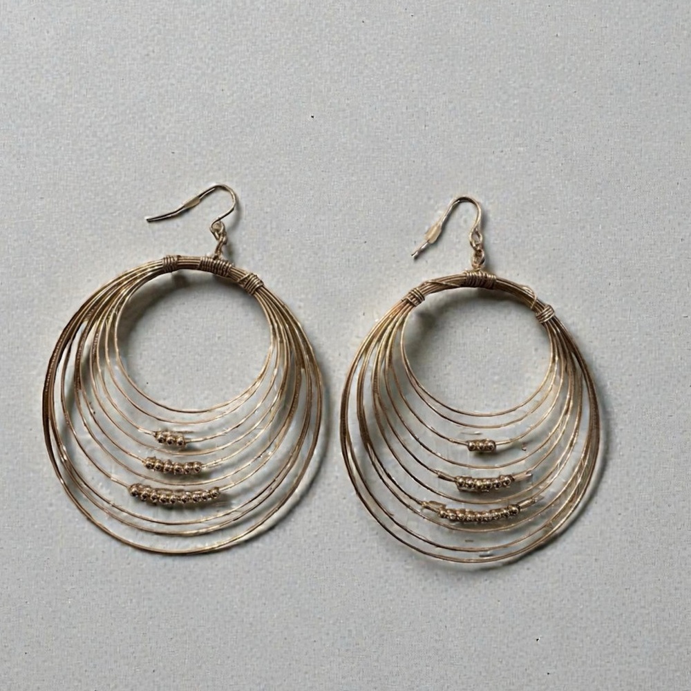 Gold Tone Dangle Circle Earrings